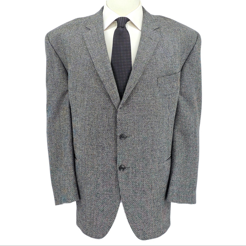 Jack Victor Wool Blazer Mens 50R Black White Canada Tailored Quiet Luxury